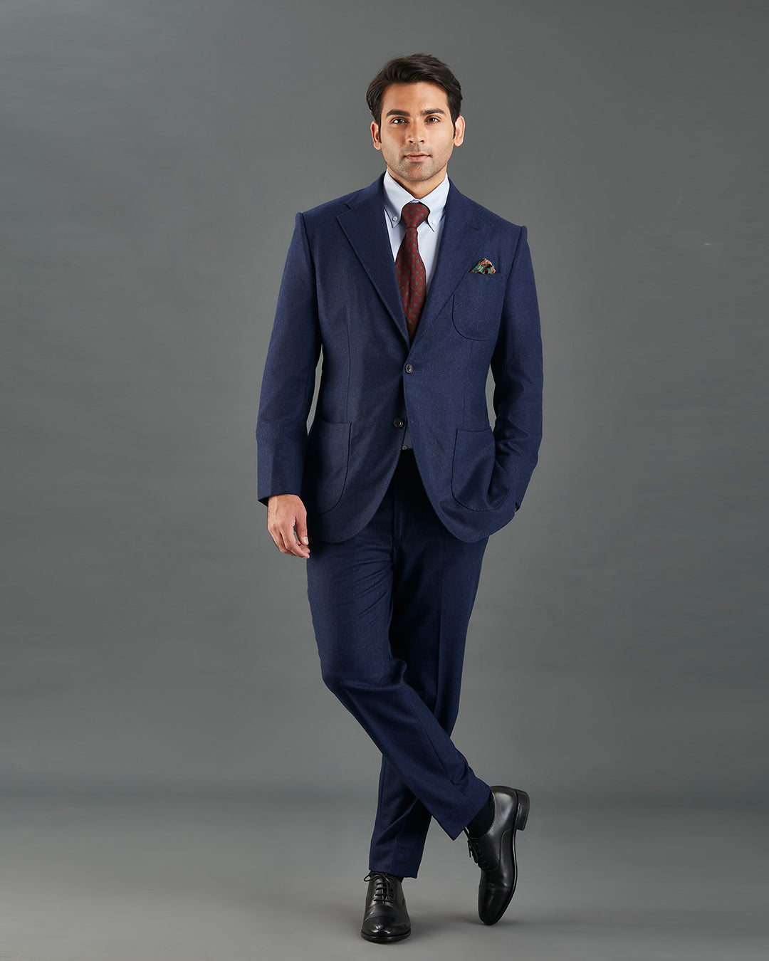 VBC Dark Navy Woollen Flannel Suit - 1
