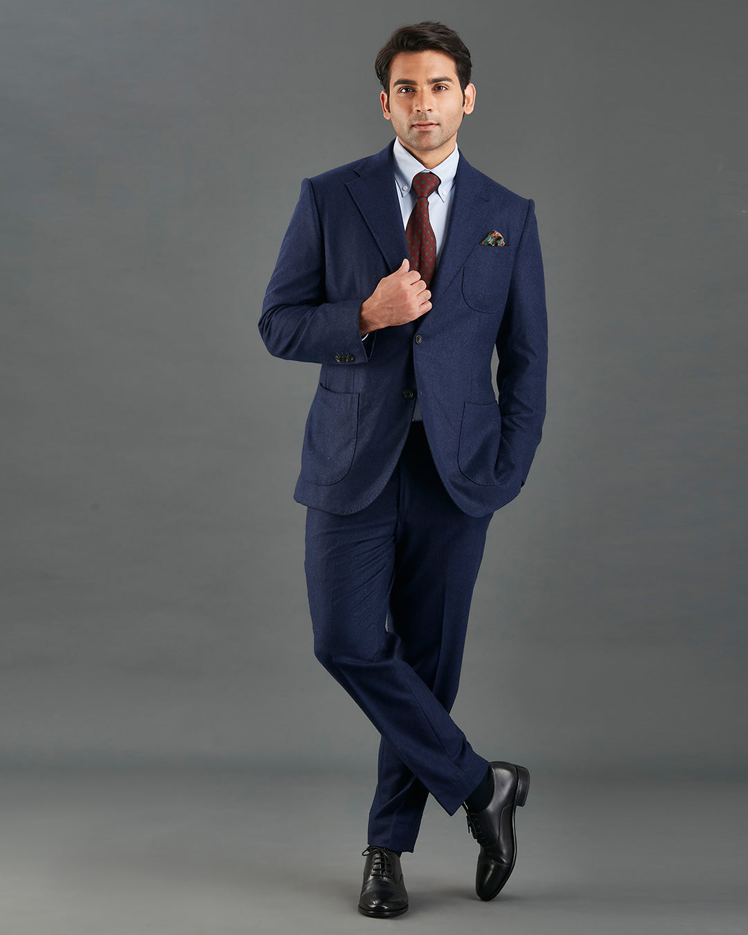 VBC Dark Navy Woollen Flannel Suit - 4