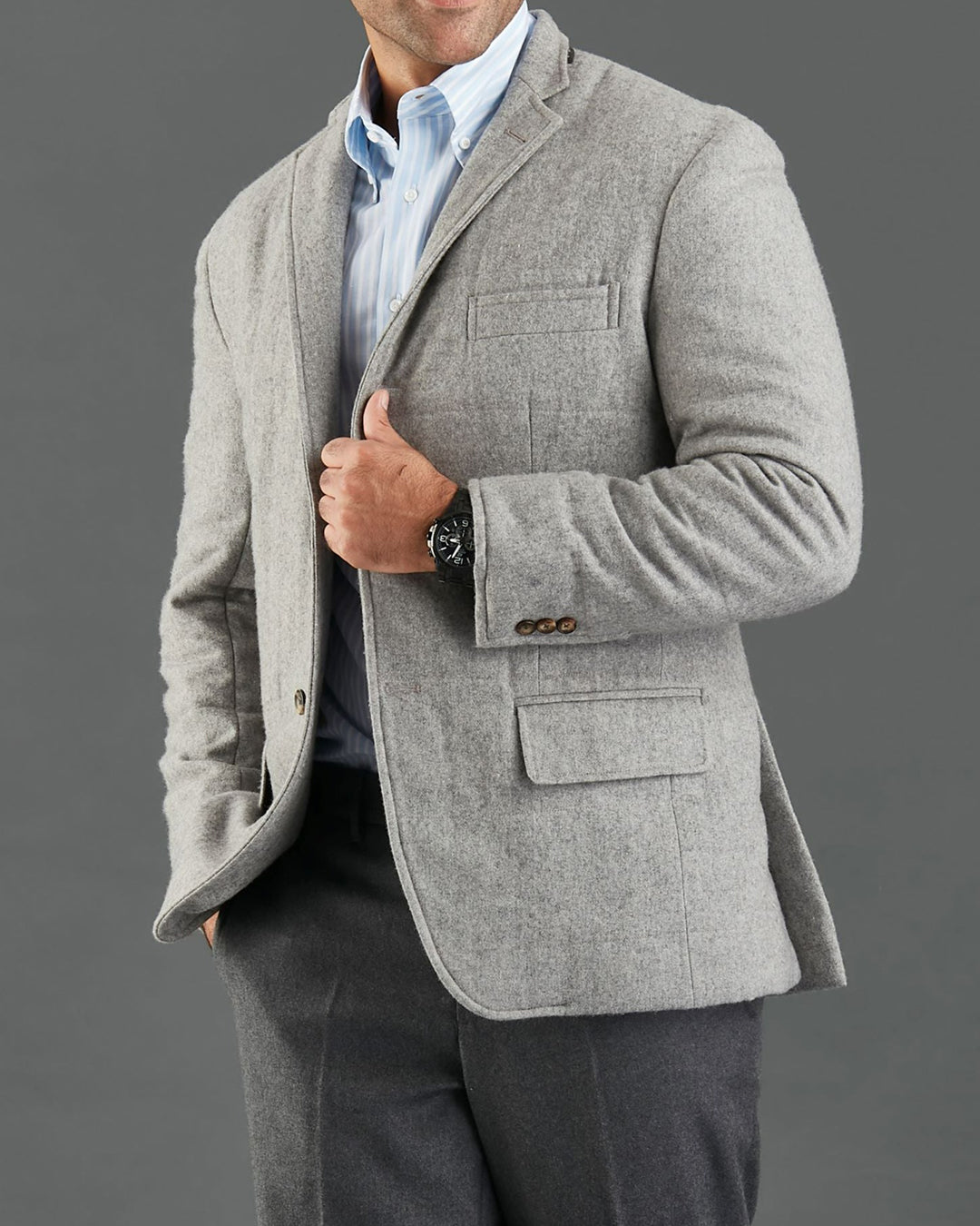 Grey Wool Flannel Chore Coat - 1