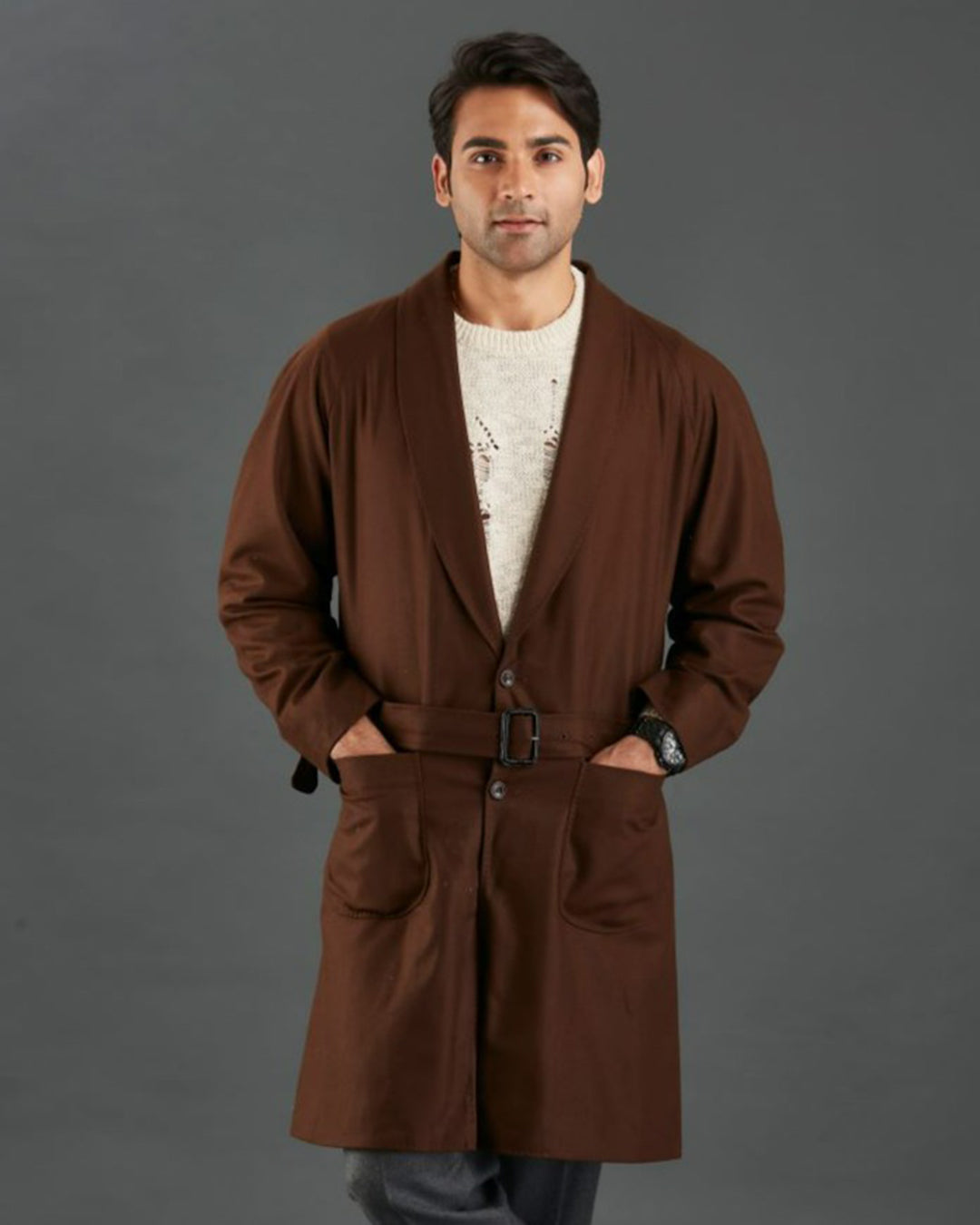VBC Coffee Brown Flannel Over Coat - 7