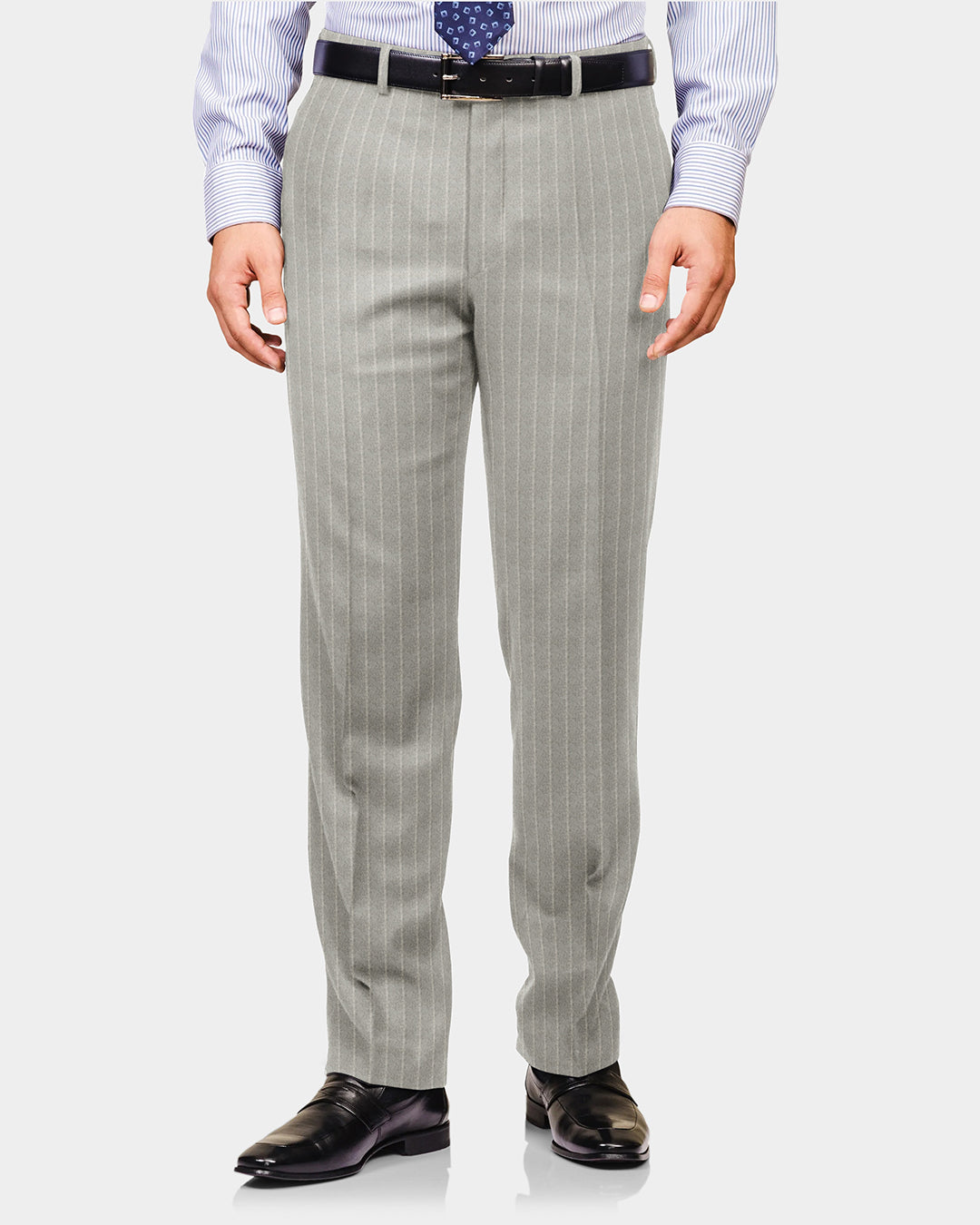 VBC Double Stripes Light Grey Flannel Pants - 2