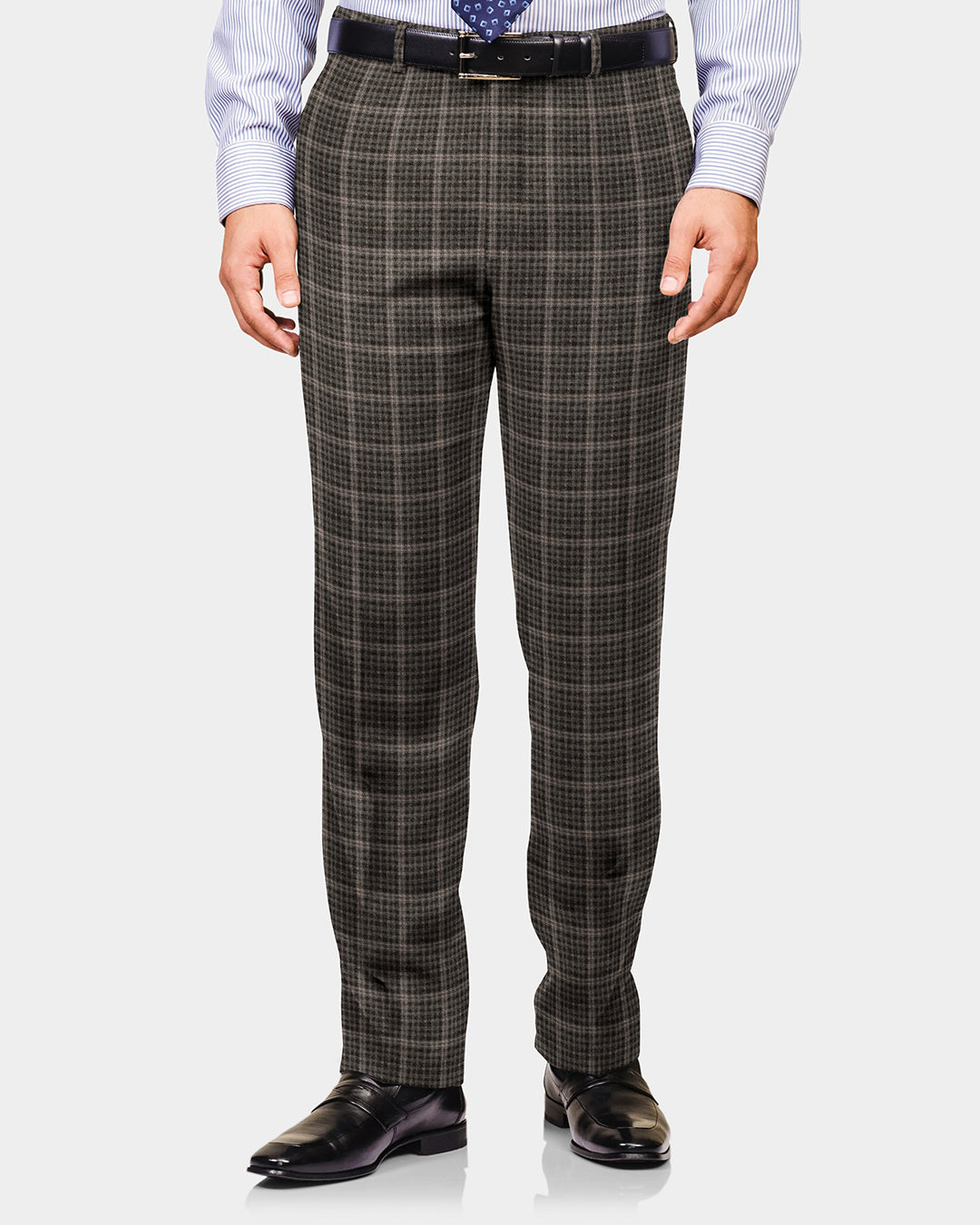 Loro Piana Brown and Grey Tweed Overchecks Pants - 2