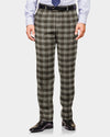 Loro Piana: Brown Off-white Twill Tartan Checks