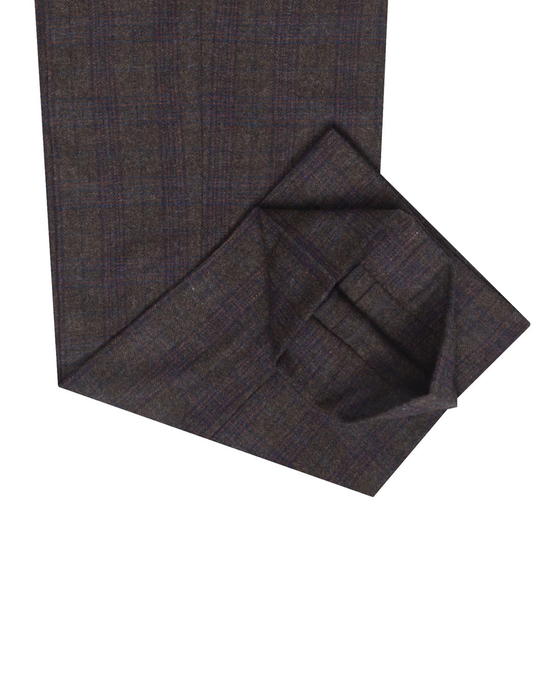 EThomas Charcoal Grey with Blue Brown Tartan Plaid 130s Wool - 5