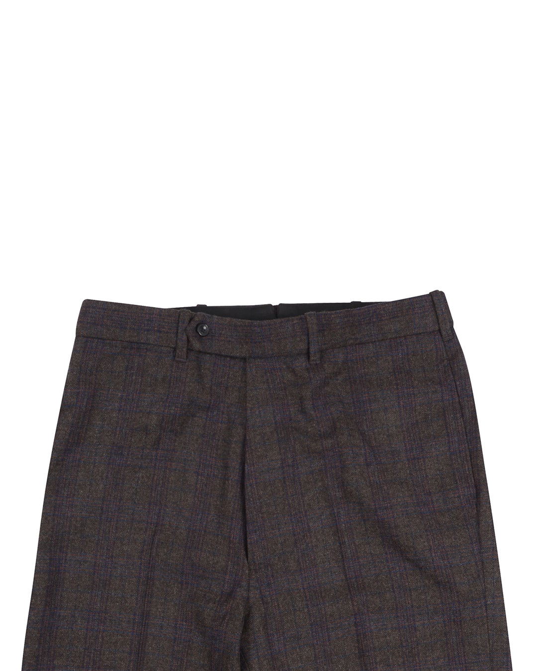 EThomas Charcoal Grey with Blue Brown Tartan Plaid 130s Wool - 3