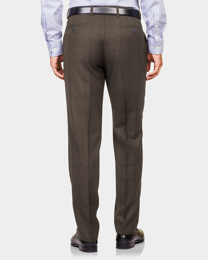 Performance Chino: Brown Herringbone