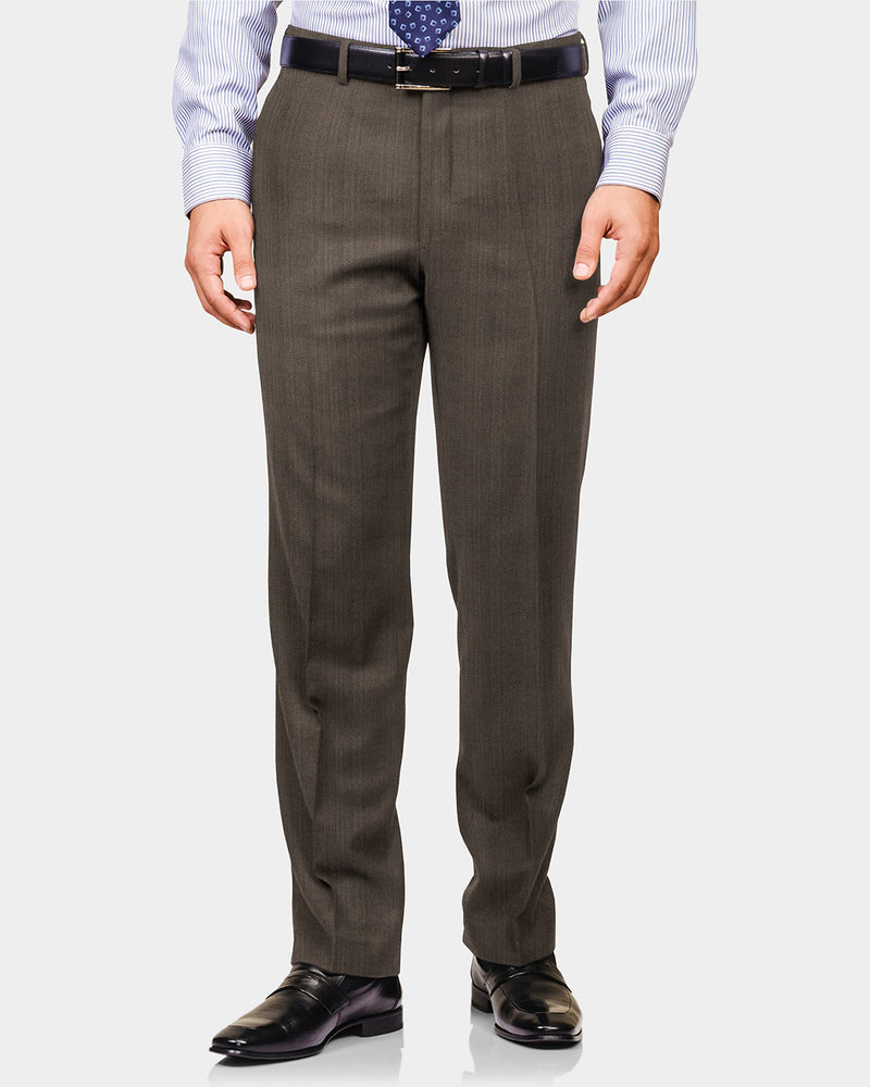 Performance Chino: Brown Herringbone