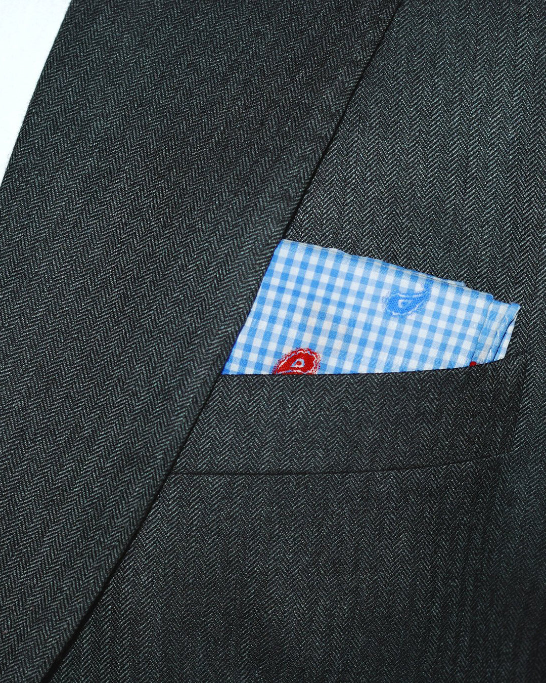 Red Blue Paisley Embroidered Pocket Square - 2