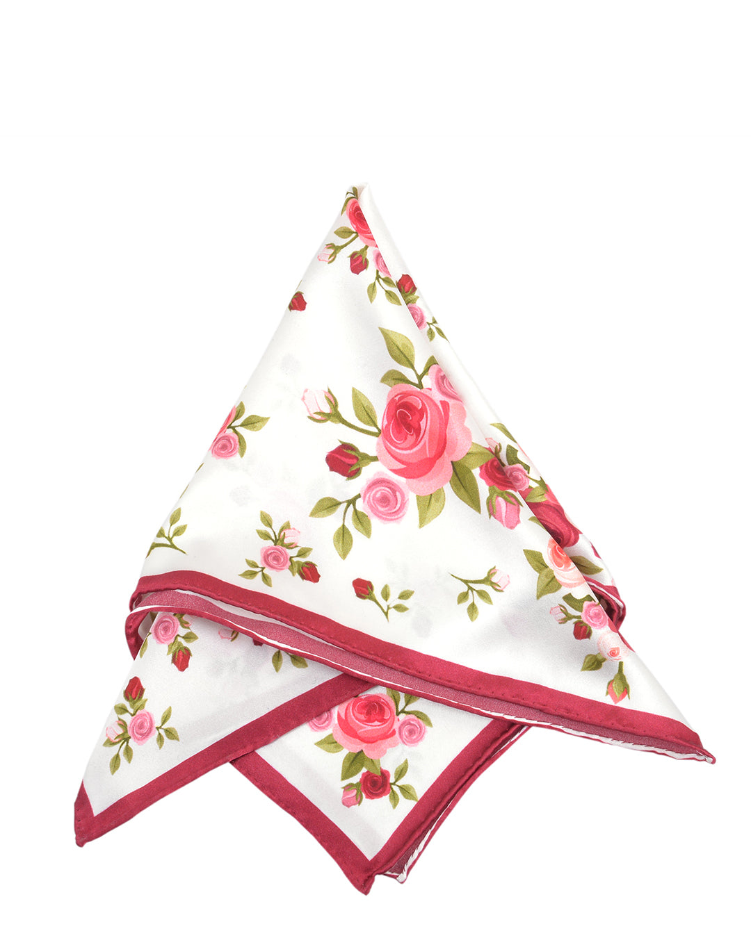 Pocket Square- Rose On Plain White - 3