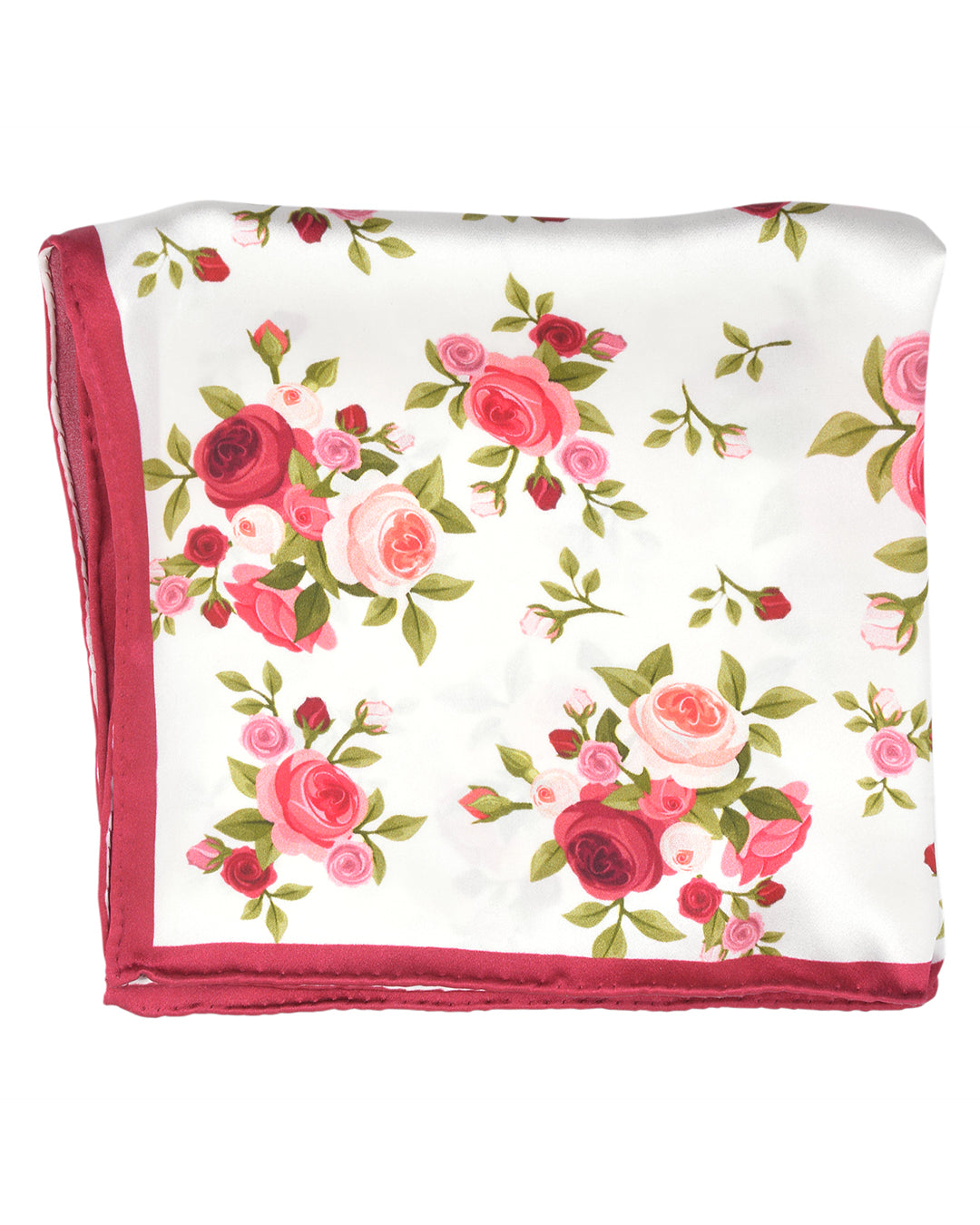 Pocket Square- Rose On Plain White - 2