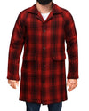 Red Black Plaid Wool Coat