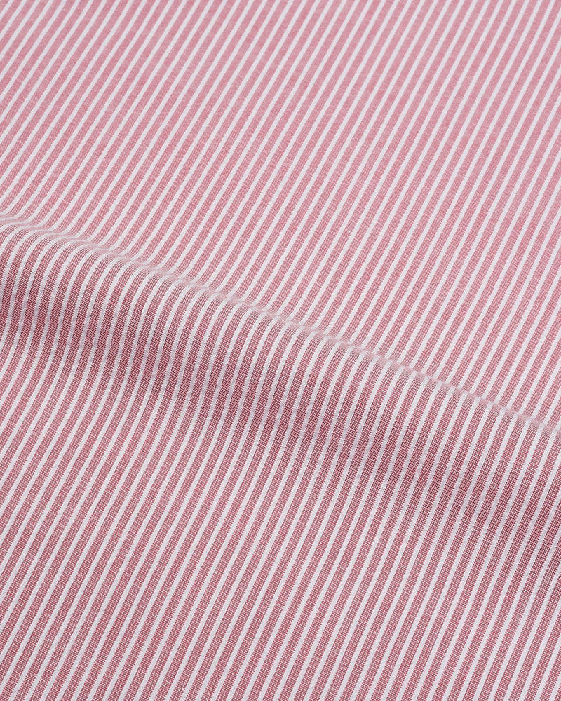 Pullover Shirt in Pale Red White Pin Stripes Seersucker