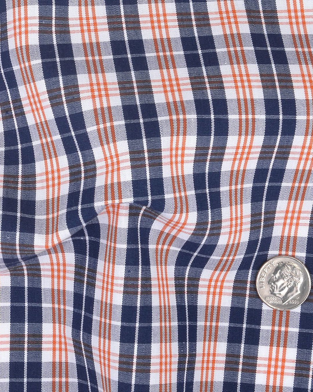 Navy Orange White Tartan Checks - 5