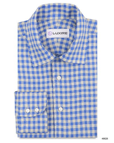 Linen:Cream Blue Gingham Checks