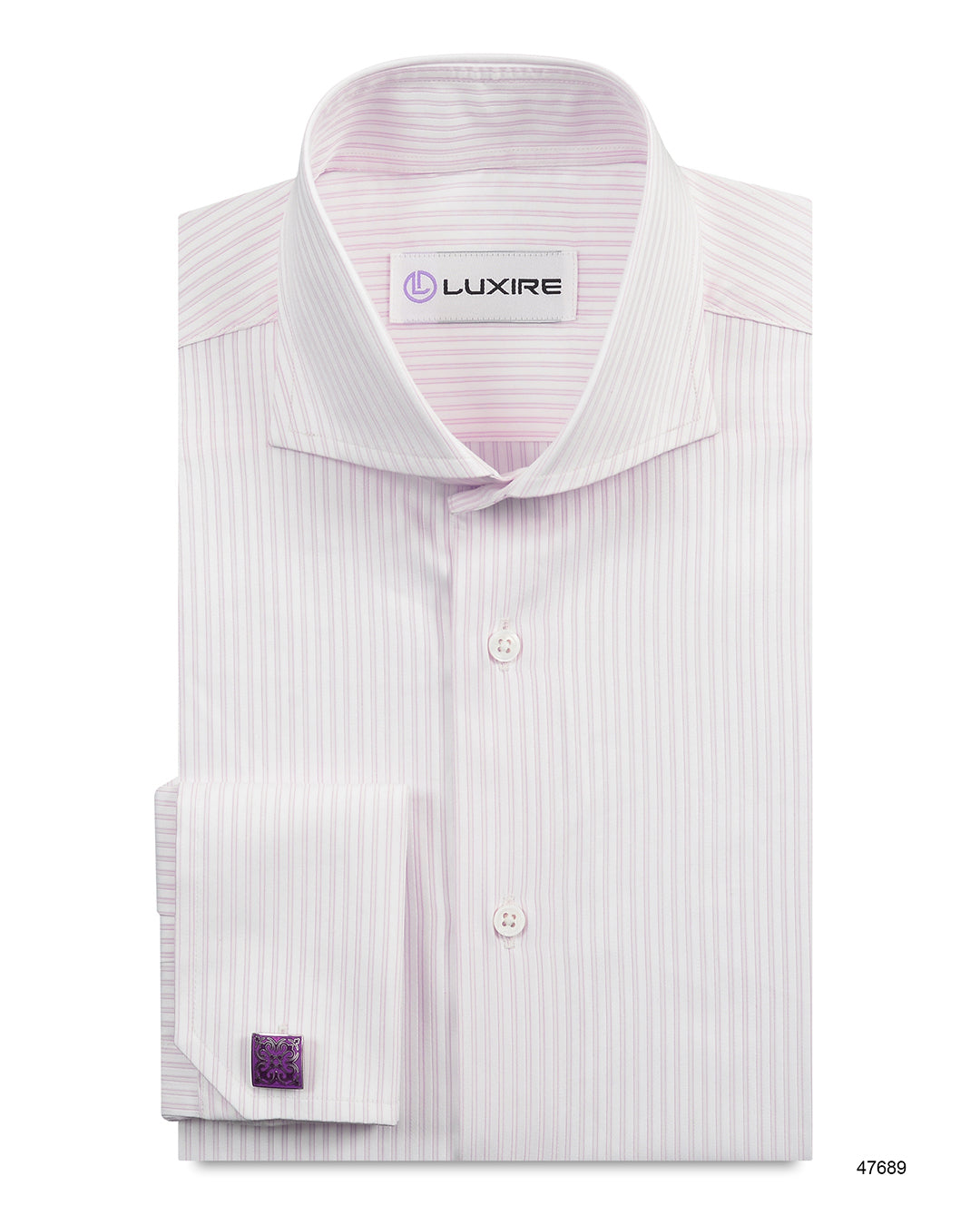 Pink Pin Stripes With White Dobby: Natural Wrinkle Free - 1