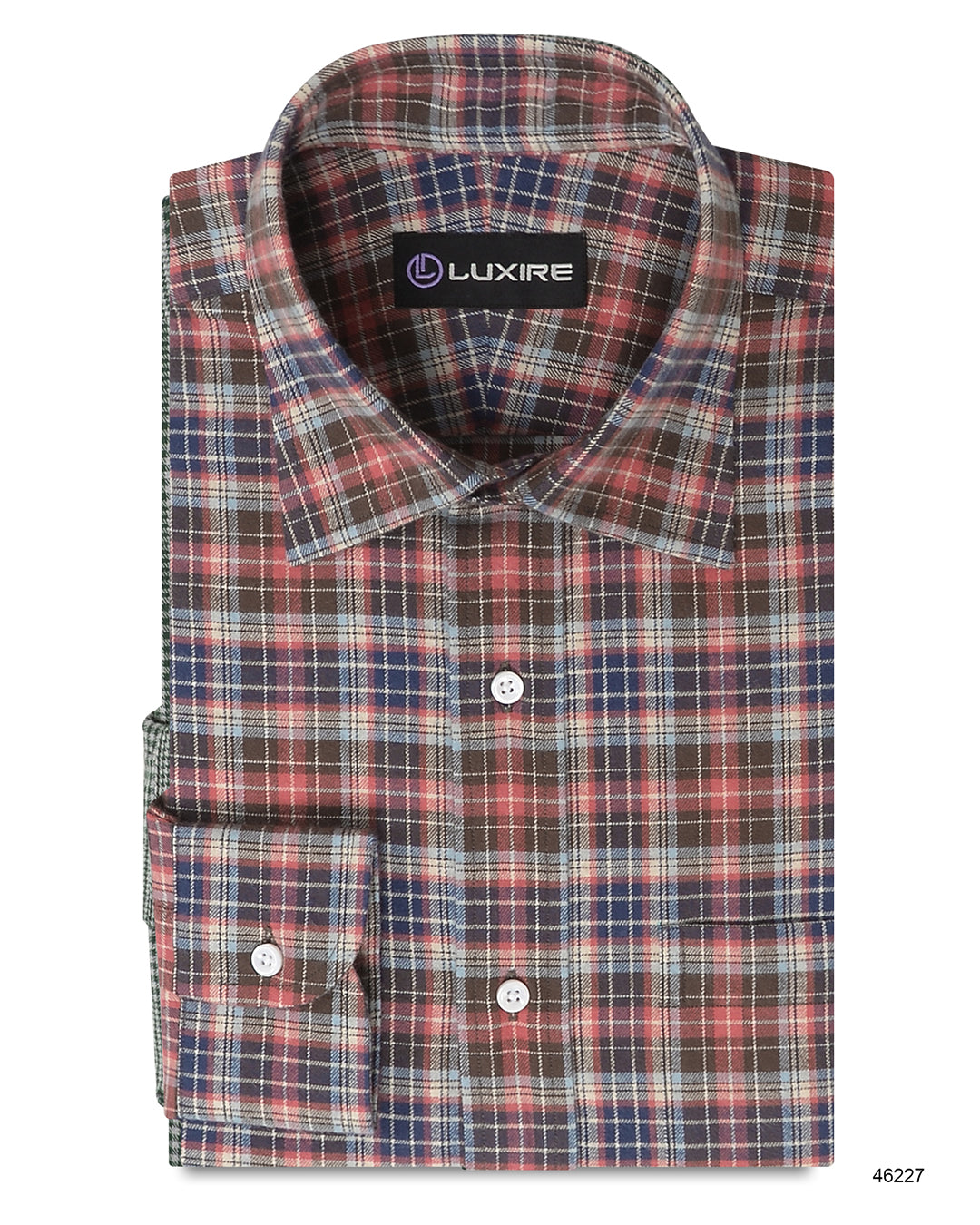 Pink Sky Brown Navy Madras Flannel Work Shirt - 1