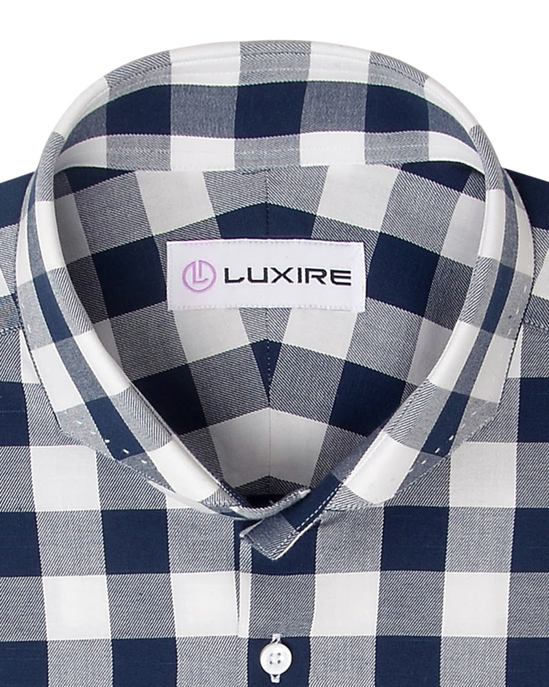 Navy White Windowpane Gingham Soft Twill