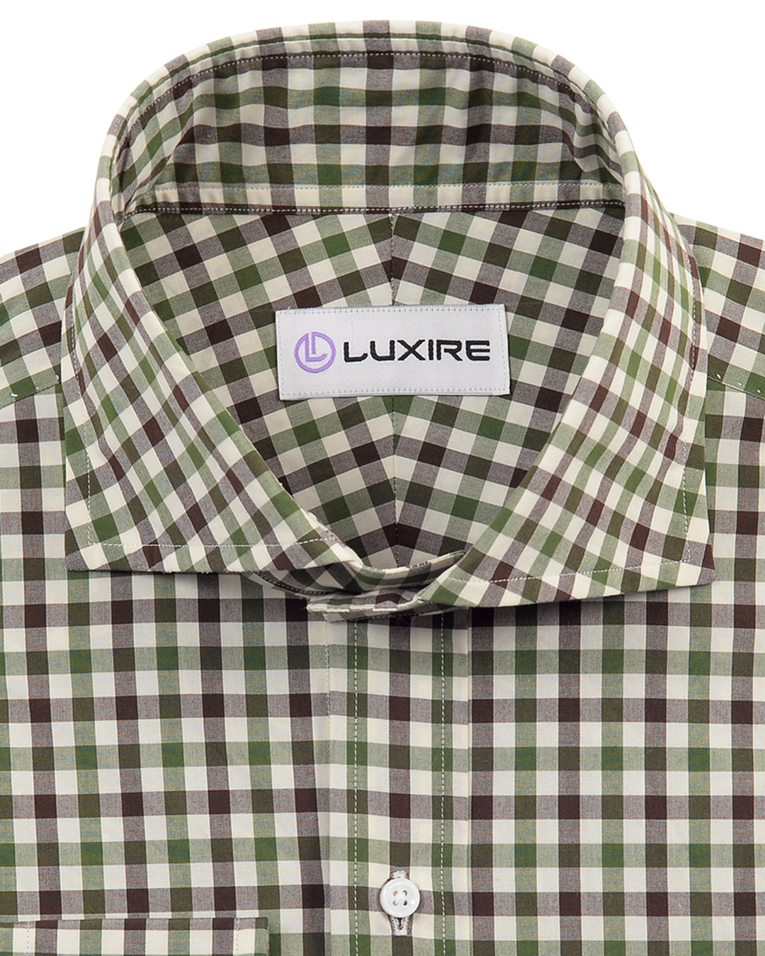 Green Brown Cream Gingham Tattersall - 2