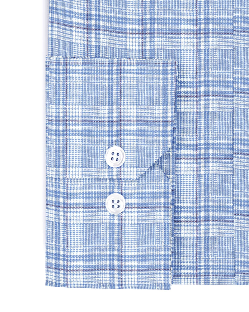 Zegna: Light Blue Tartan Checks Seersucker