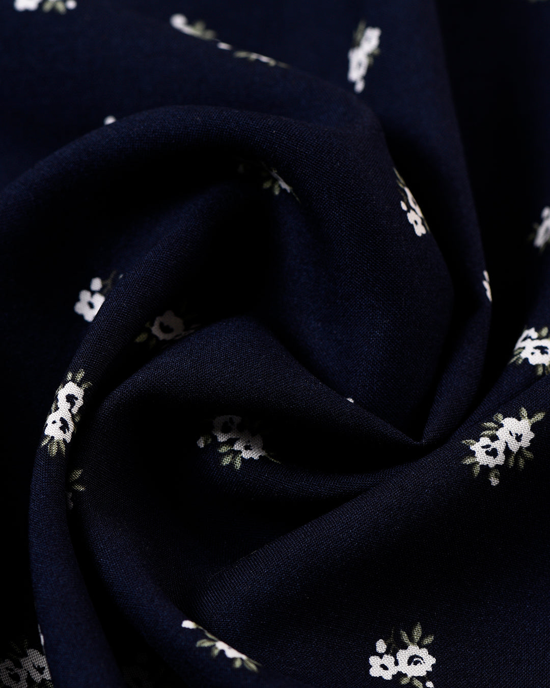 Printed Flower On Dark Navy Shirt - 4