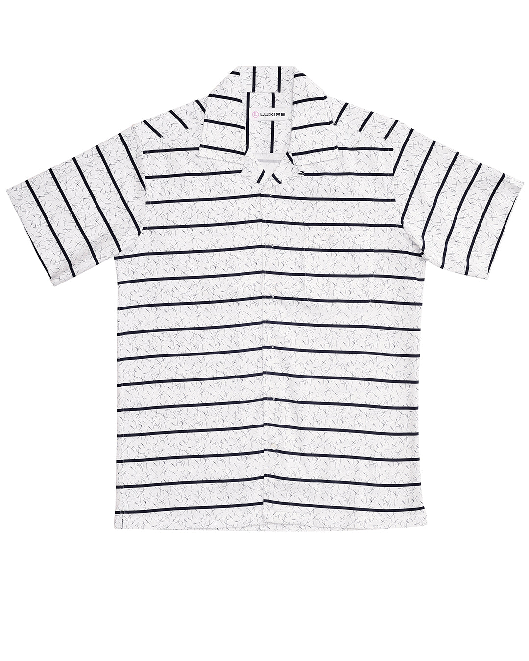 Printed White with Dark Navy Stripes Shirt - 1