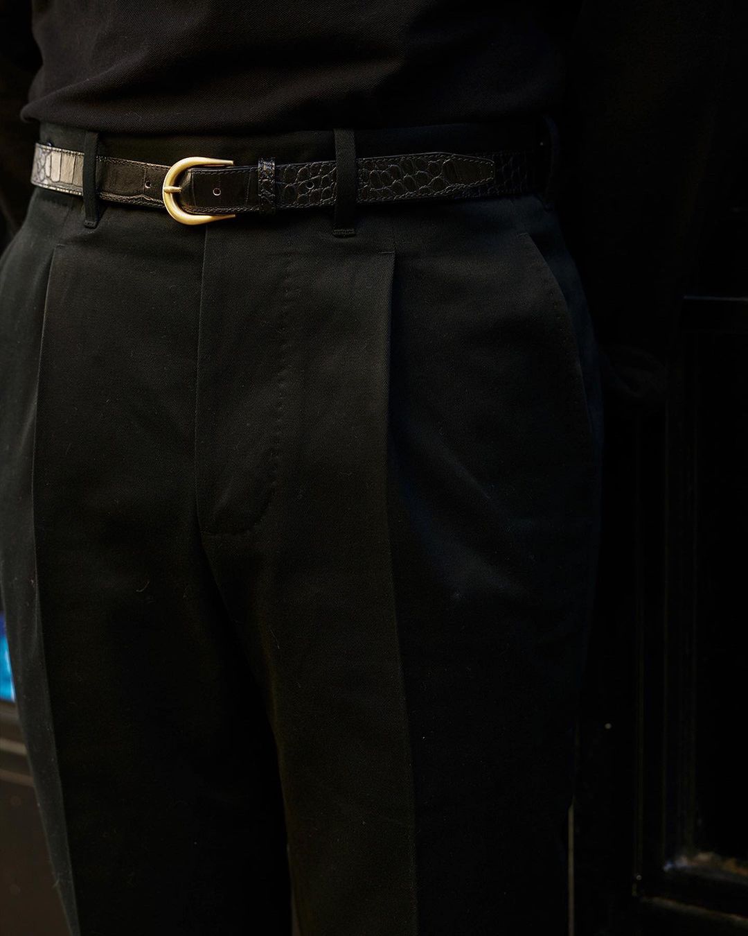 Pleated Black Twill Pant - 2