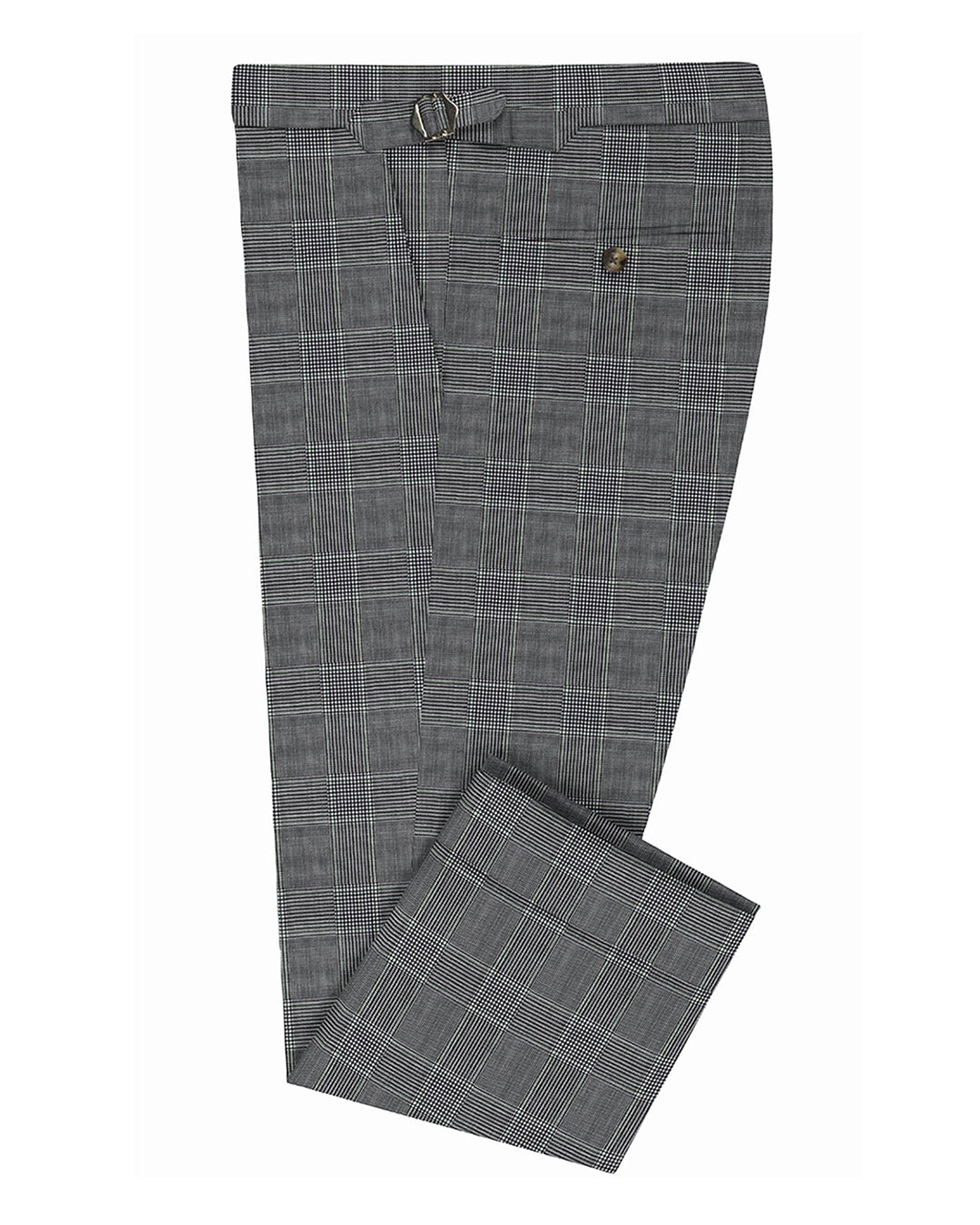 Dugdale Fine Worsted Pant - Grey Prince of Wales with Blue Overcheck - 1