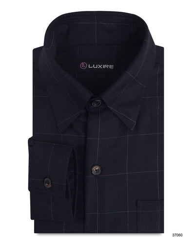 Dugdale Navy Windowpane Twill shirt