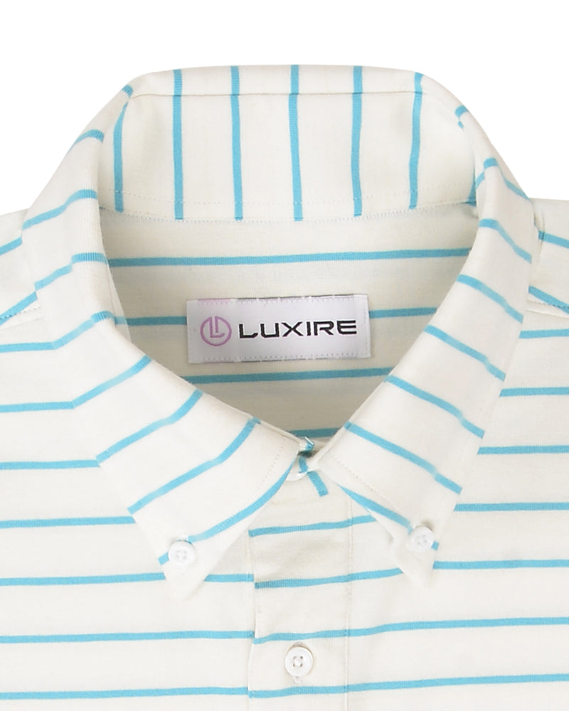White Blue Striped Polo T-shirt