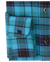 Turquoise Black Purple Tartan Plaid on Forest Green