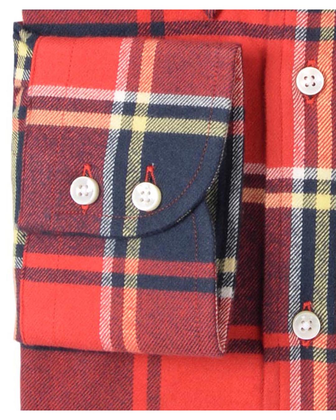 Red Navy Tartan Flannel Work Shirt - 3