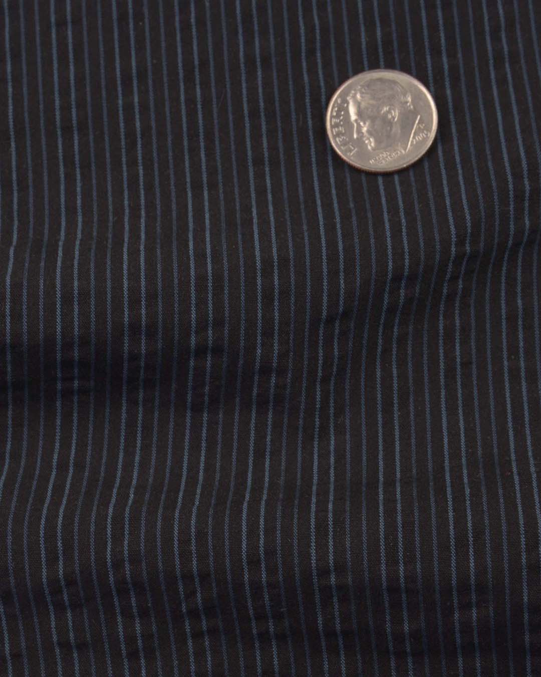 Navy on Black Stripes Seersucker - 4