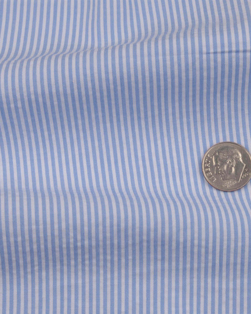 Sky Blue Dress Stripes Seersucker