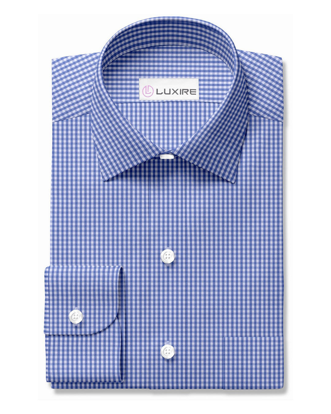 Light True Navy Mini Gingham On White - 1