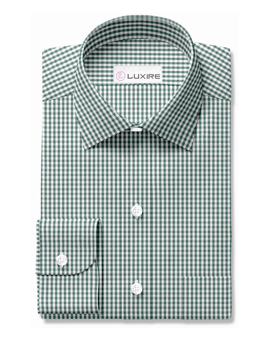Dark Green White Mini Gingham Checks - 1