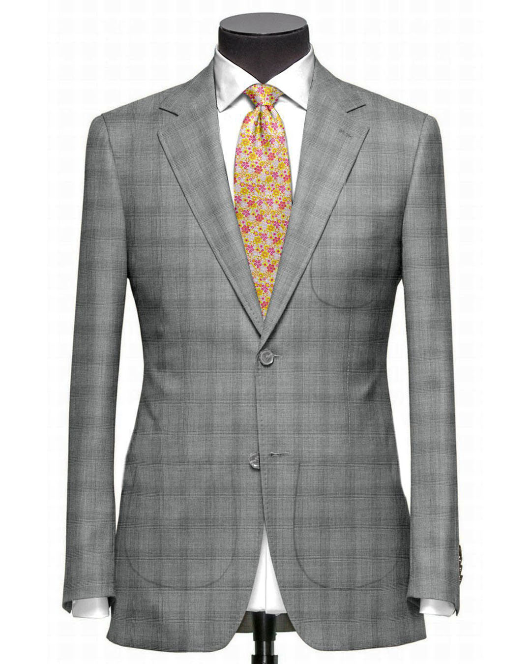 Drago: Super 160s Light Grey Prince of Wales Checks - 1
