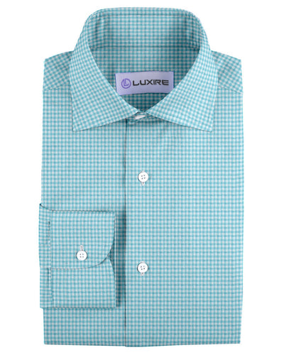 Linen:Aqua Blue Mini Gingham