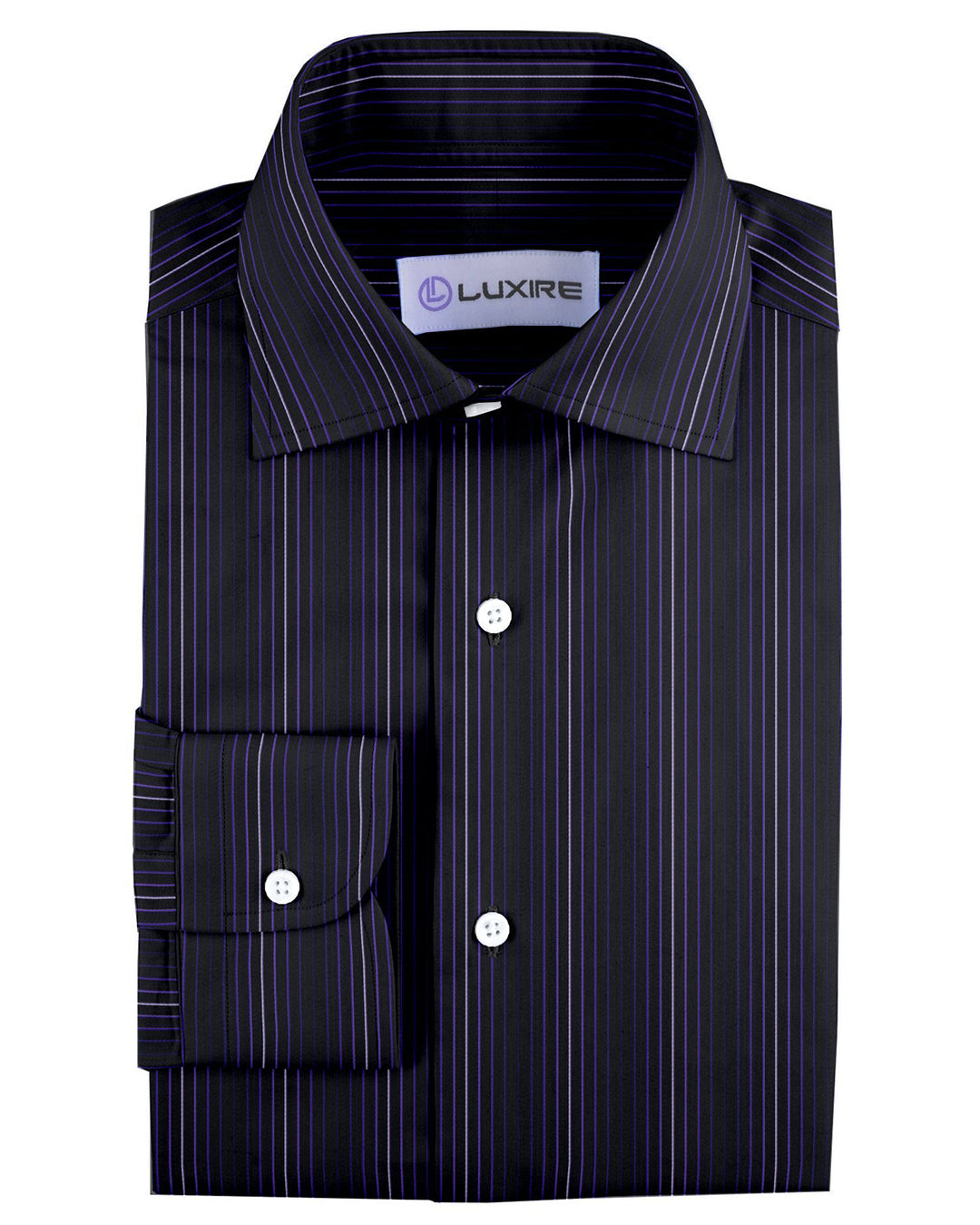 Evening Shirt:Purple Shawdow Stripes on Navy - 1