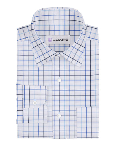 Shades Of Blue Checks On White