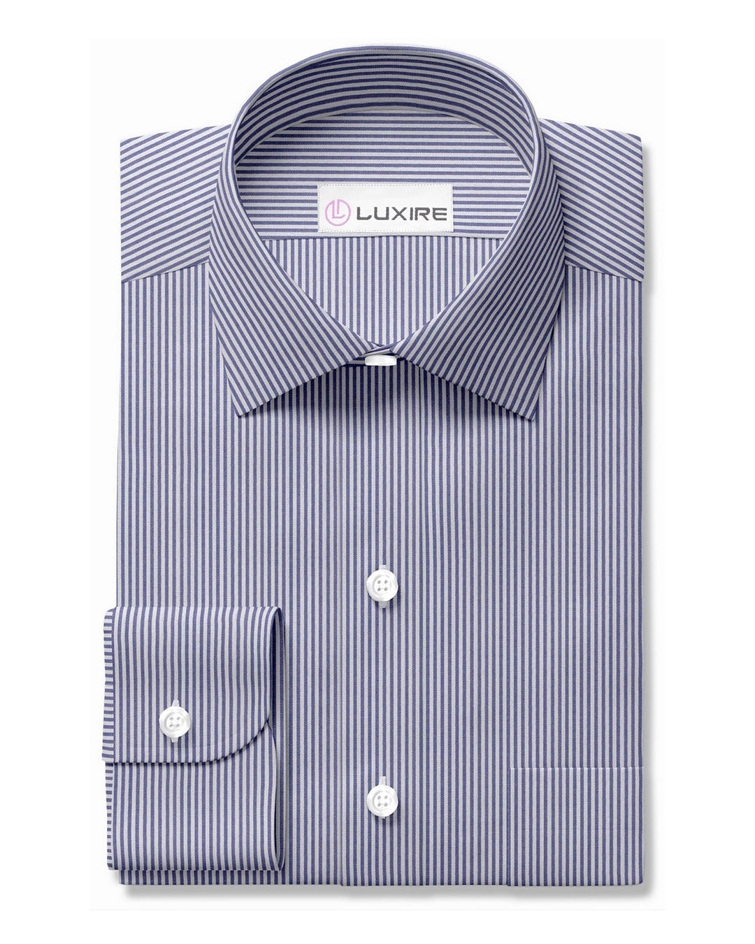 Business-Shirt White With Blue Dress Stripes - 1