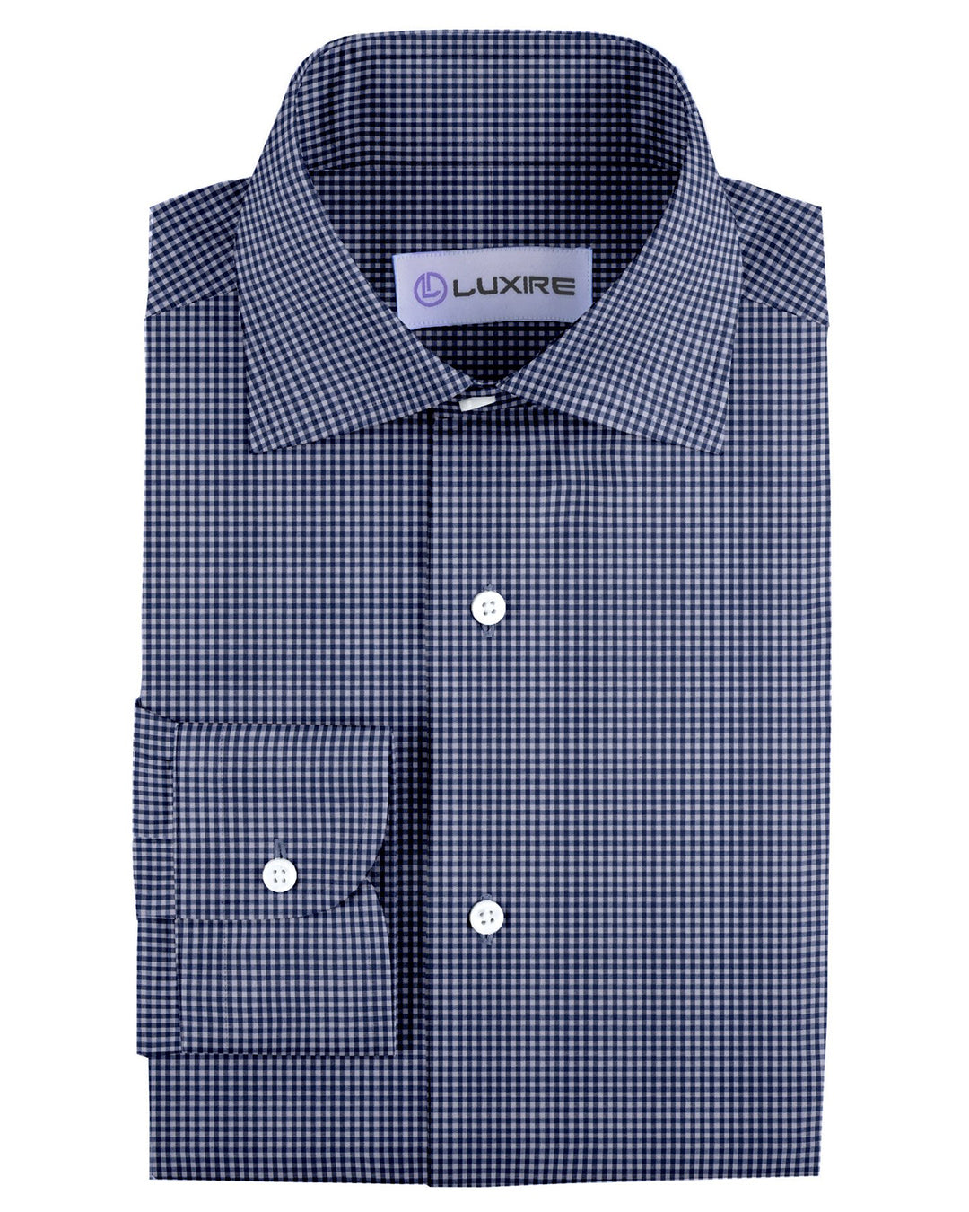 Denim Blue and White Macro Gingham Checks - 1