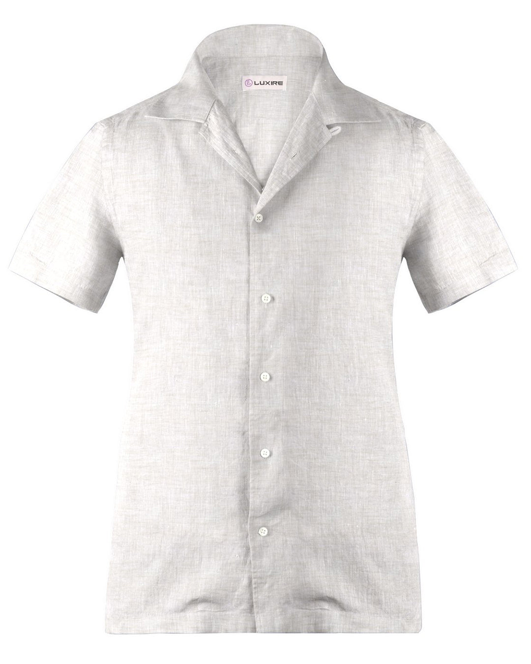 Camp collar PRESET STYLE in Ecru Textured Linen - 1