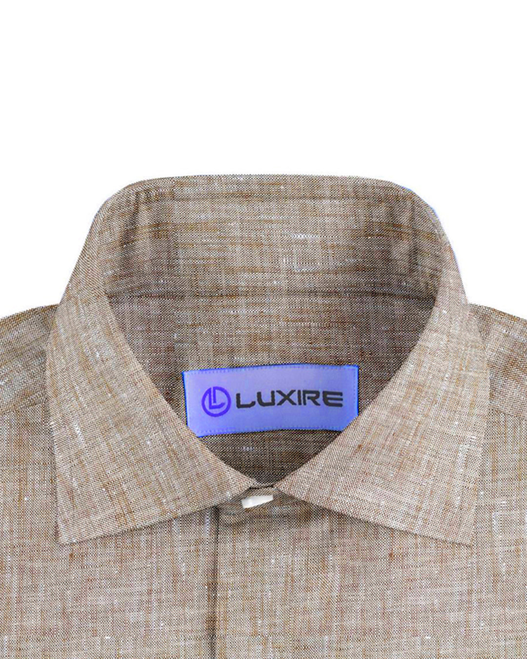 Pullover Shirt in Brown Linen Chambray - 2