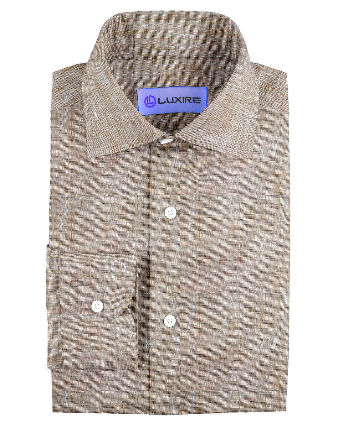 Pullover Shirt in Brown Linen Chambray - 1